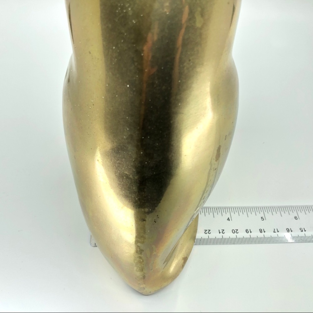 SOLD 60s Solid Brass Cat Statue Mid Century Modern - Picture 11 of 13